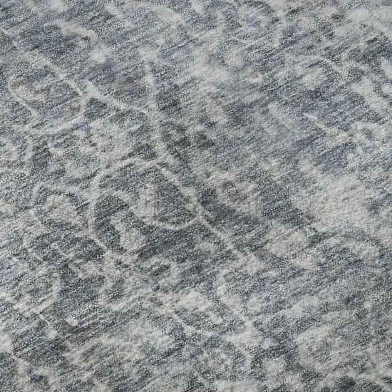 Denim Blue And Ivory Oriental Washable Area Rug With UV Protection Photo 9