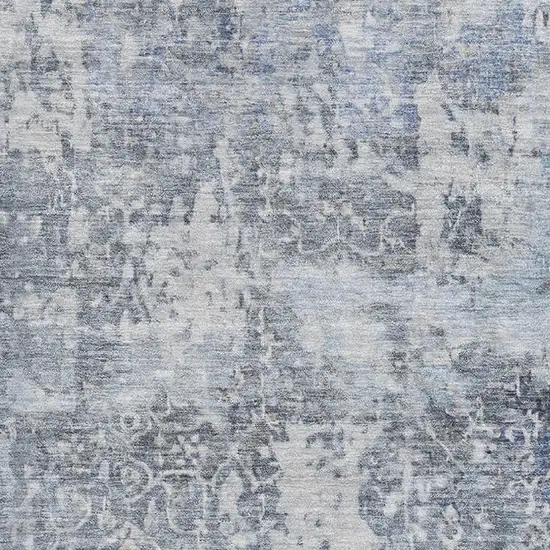 Denim Blue And Ivory Oriental Washable Area Rug With UV Protection Photo 2