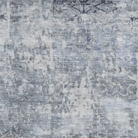 Denim Blue And Ivory Oriental Washable Area Rug With UV Protection Photo 2