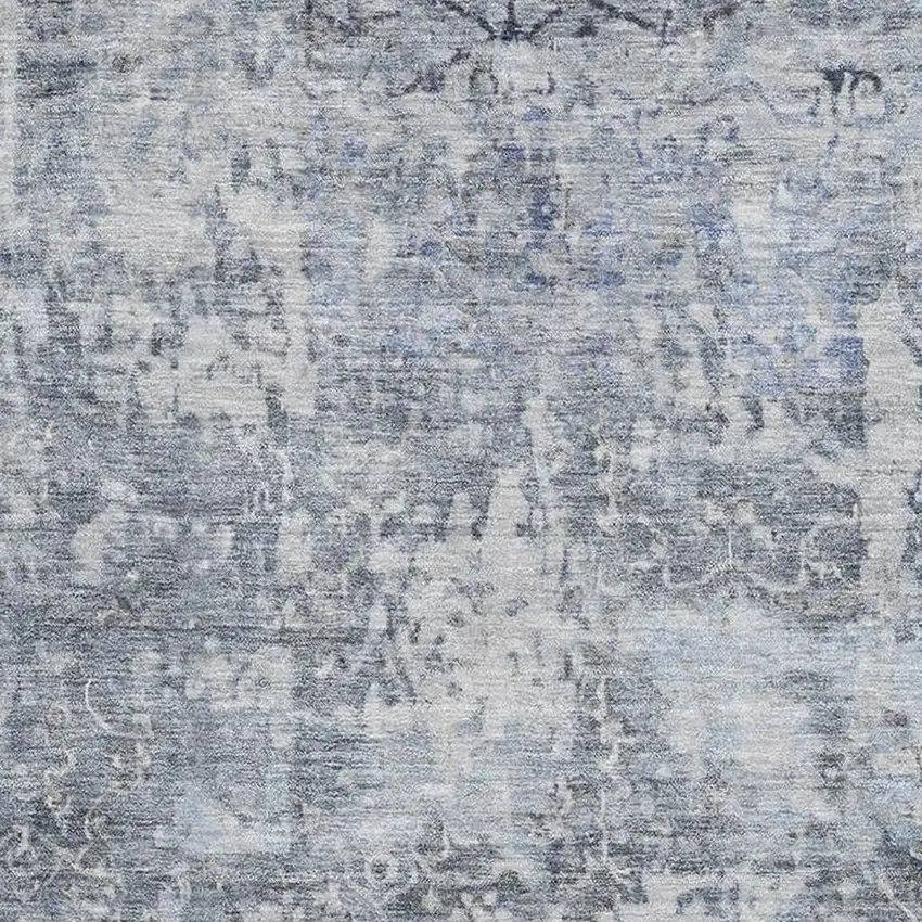 Denim Blue And Ivory Oriental Washable Area Rug With UV Protection Photo 2