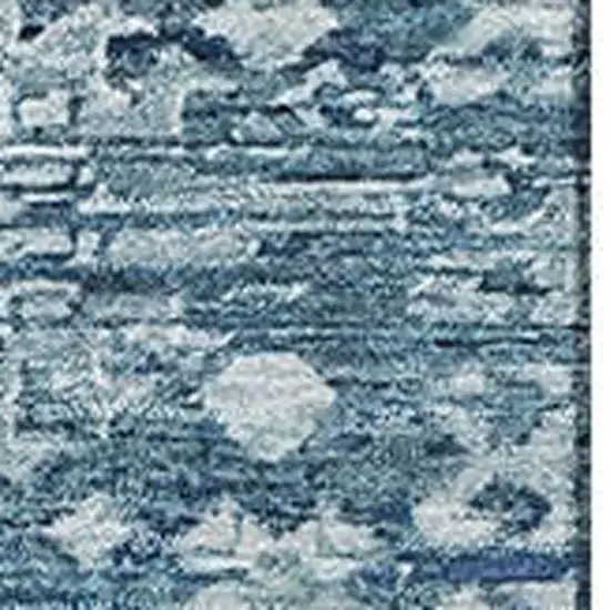 Denim Blue And Ivory Oriental Washable Area Rug With UV Protection Photo 2