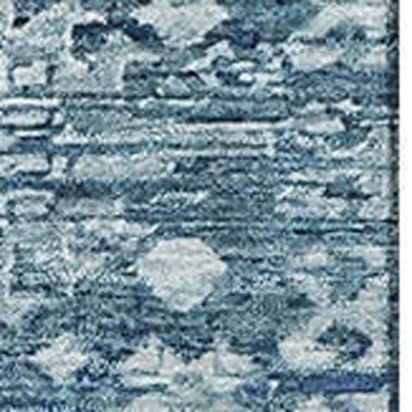 Denim Blue And Ivory Oriental Washable Area Rug With UV Protection Photo 2