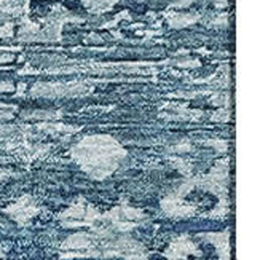 Denim Blue And Ivory Oriental Washable Area Rug With UV Protection Photo 2
