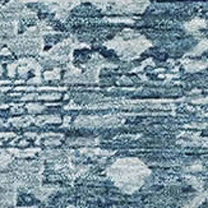 Denim Blue And Ivory Oriental Washable Area Rug With UV Protection Photo 2