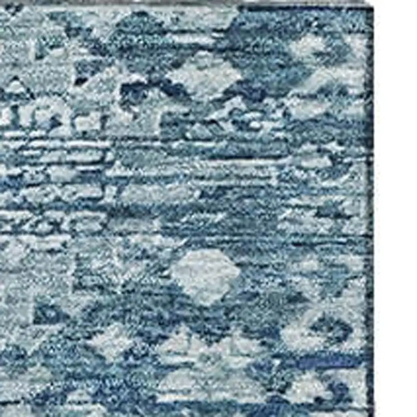 Denim Blue And Ivory Oriental Washable Area Rug With UV Protection Photo 3