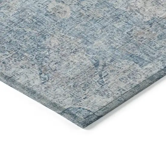 Denim Blue And Ivory Oriental Washable Indoor Outdoor Area Rug Photo 4