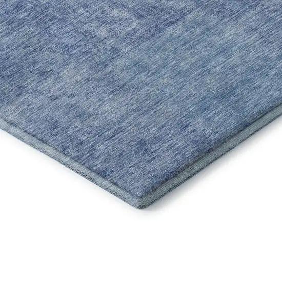 Denim Blue And Ivory Patchwork Washable Area Rug With UV Protection Photo 8
