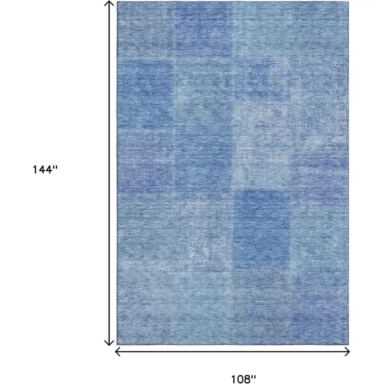 Denim Blue And Ivory Patchwork Washable Area Rug With UV Protection Photo 3