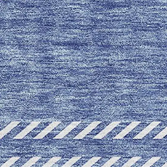 Denim Blue And Ivory Plaid Washable Area Rug With UV Protection Photo 4