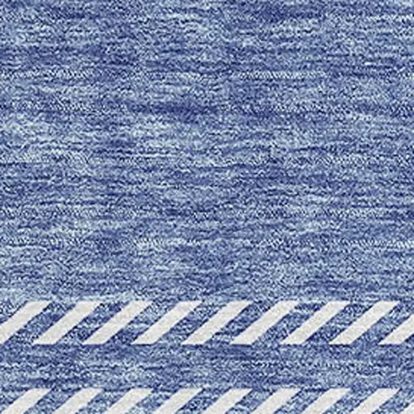 Denim Blue And Ivory Plaid Washable Area Rug With UV Protection Photo 4