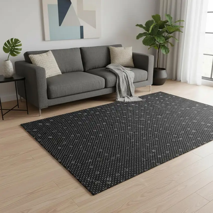 Denim Blue And Ivory Plaid Washable Area Rug With UV Protection Photo 2