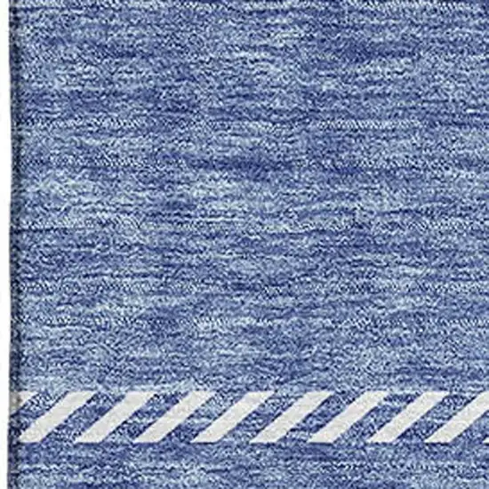 Denim Blue And Ivory Plaid Washable Area Rug With UV Protection Photo 3