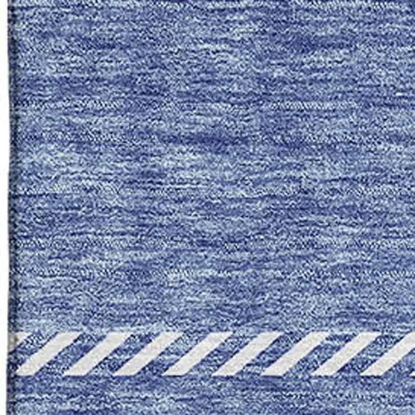 Denim Blue And Ivory Plaid Washable Area Rug With UV Protection Photo 3