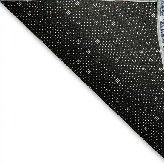 Denim Blue And Ivory Plaid Washable Area Rug With UV Protection Photo 2