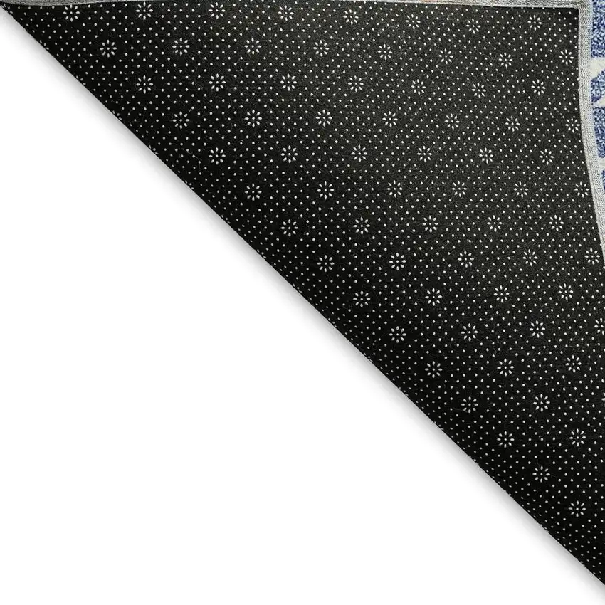 Denim Blue And Ivory Plaid Washable Area Rug With UV Protection Photo 2