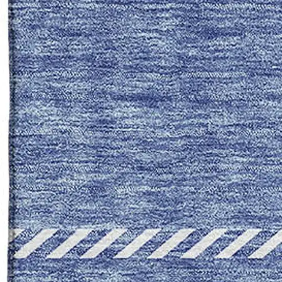 Denim Blue And Ivory Plaid Washable Area Rug With UV Protection Photo 7