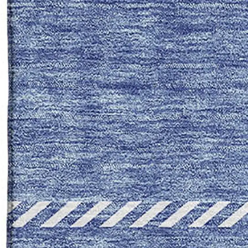 Denim Blue And Ivory Plaid Washable Area Rug With UV Protection Photo 7