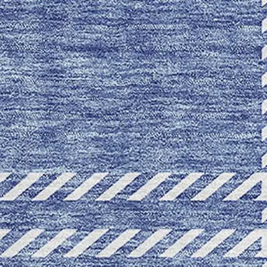 Denim Blue And Ivory Plaid Washable Area Rug With UV Protection Photo 3