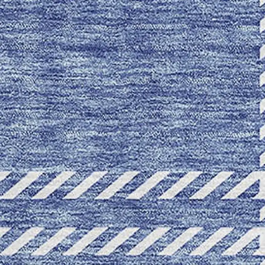 Denim Blue And Ivory Plaid Washable Area Rug With UV Protection Photo 3