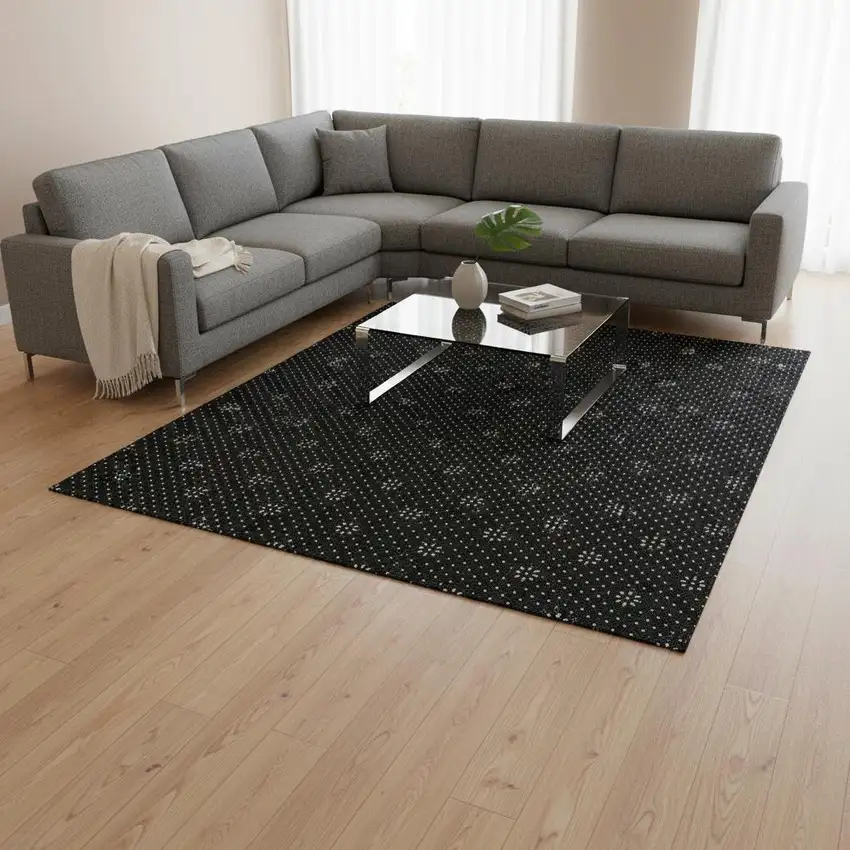 Denim Blue And Ivory Plaid Washable Area Rug With UV Protection Photo 2