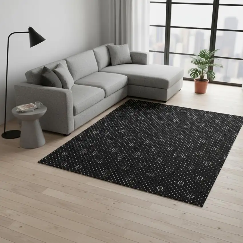 Denim Blue And Ivory Plaid Washable Area Rug With UV Protection Photo 2