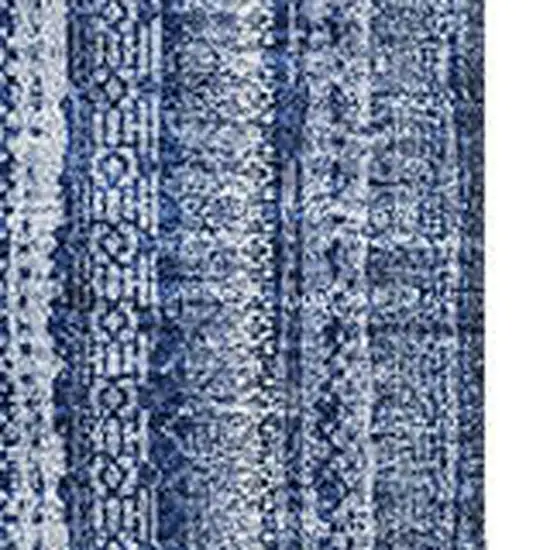 Denim Blue And Ivory Striped Washable Area Rug With UV Protection Photo 3
