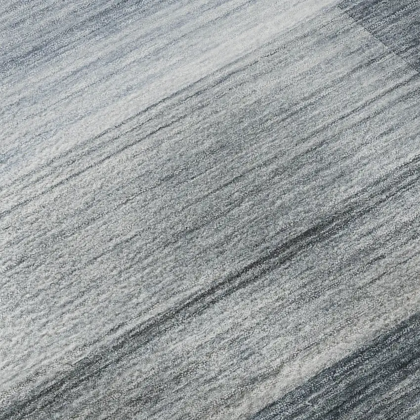 Denim Blue And Ivory Striped Washable Area Rug With UV Protection Photo 1