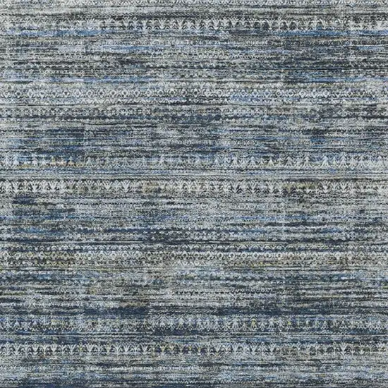 Denim Blue And Ivory Striped Washable Indoor Outdoor Area Rug Photo 1