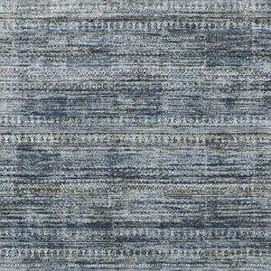Photo of Denim Blue And Ivory Striped Washable Indoor Outdoor Area Rug