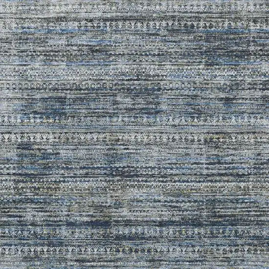 Denim Blue And Ivory Striped Washable Indoor Outdoor Area Rug Photo 1