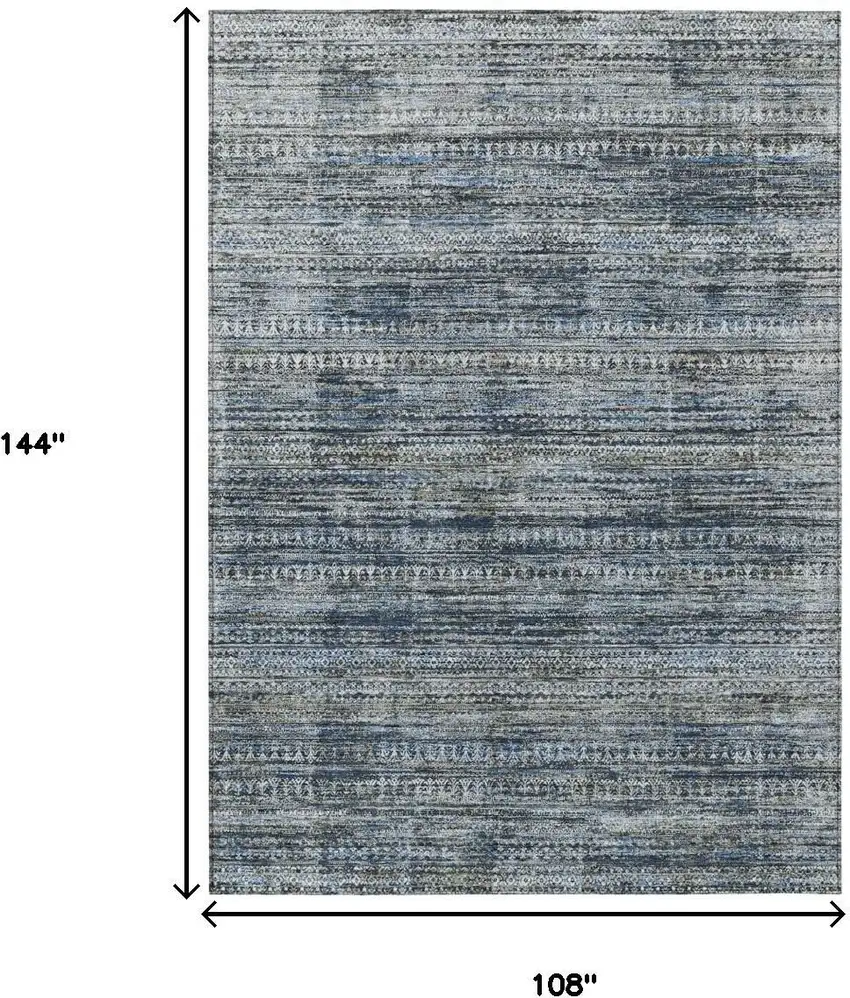 Denim Blue And Ivory Striped Washable Indoor Outdoor Area Rug Photo 8