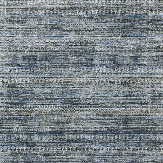 Denim Blue And Ivory Striped Washable Indoor Outdoor Area Rug Photo 9