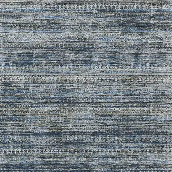 Denim Blue And Ivory Striped Washable Indoor Outdoor Area Rug Photo 1