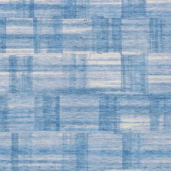 Denim Blue And Ivory Striped Washable Indoor Outdoor Area Rug Photo 3