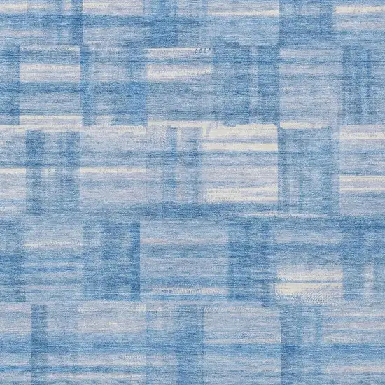 Denim Blue And Ivory Striped Washable Indoor Outdoor Area Rug Photo 3