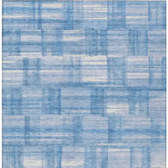 Denim Blue And Ivory Striped Washable Indoor Outdoor Area Rug Photo 4