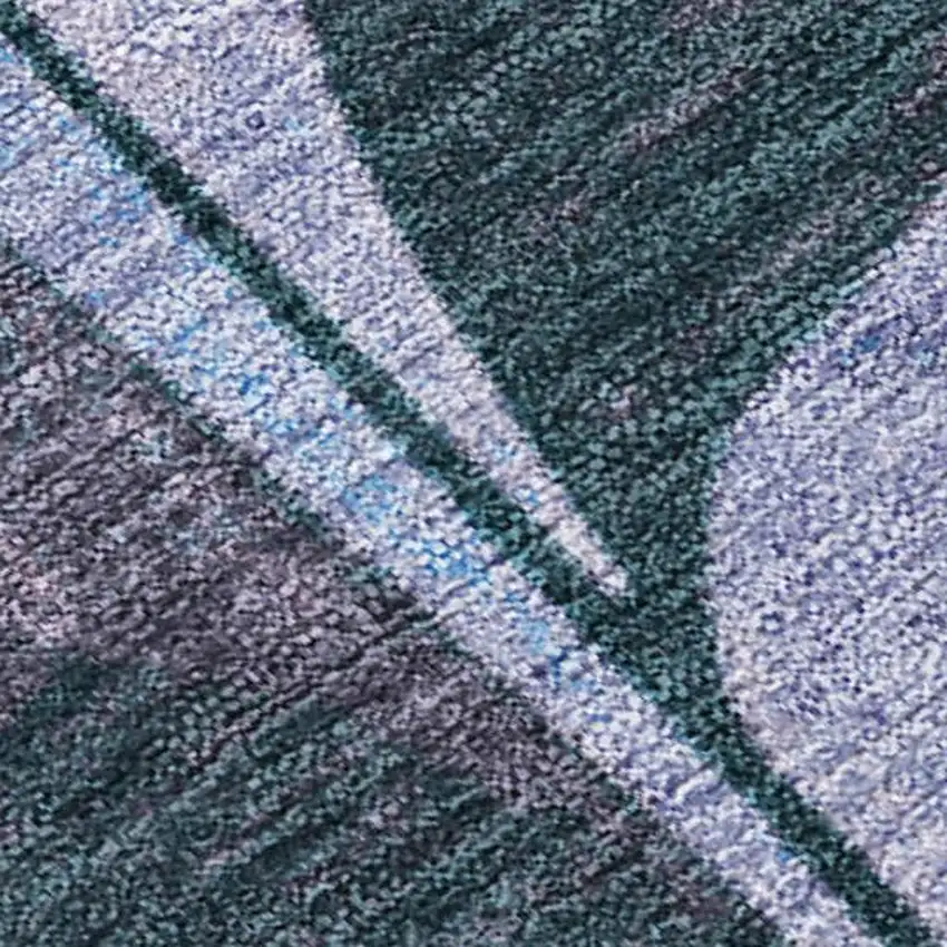 Denim Blue And Lavender Floral Washable Indoor Outdoor Area Rug Photo 3