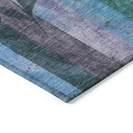 Denim Blue And Lavender Floral Washable Indoor Outdoor Area Rug Photo 9