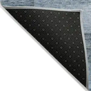 Photo of Denim Blue And Light Blue Geometric Washable Indoor Outdoor Area Rug
