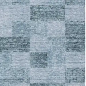 Photo of Denim Blue And Light Blue Geometric Washable Indoor Outdoor Area Rug