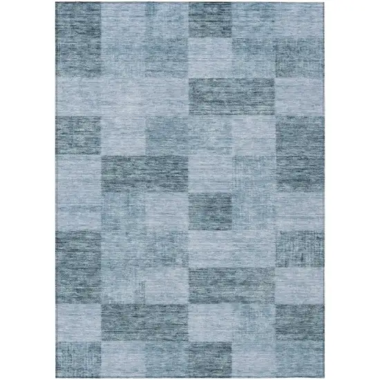 Denim Blue And Light Blue Geometric Washable Indoor Outdoor Area Rug Photo 2