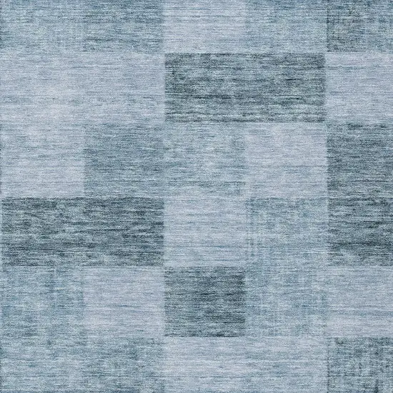 Denim Blue And Light Blue Geometric Washable Indoor Outdoor Area Rug Photo 5