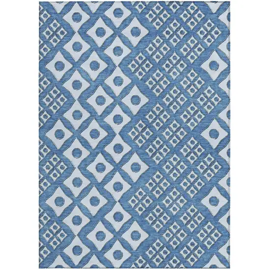 Denim Blue And Light Blue Geometric Washable Indoor Outdoor Area Rug Photo 8