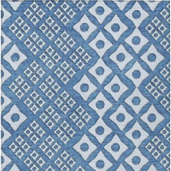 Denim Blue And Light Blue Geometric Washable Indoor Outdoor Area Rug Photo 7