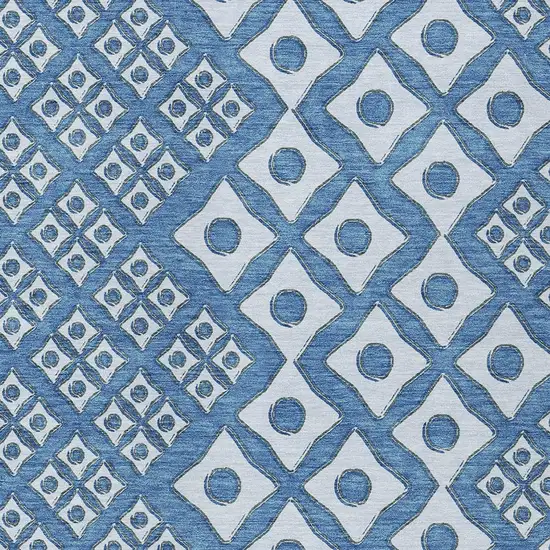 Denim Blue And Light Blue Geometric Washable Indoor Outdoor Area Rug Photo 7
