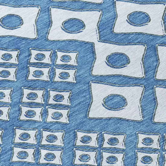 Denim Blue And Light Blue Geometric Washable Indoor Outdoor Area Rug Photo 6