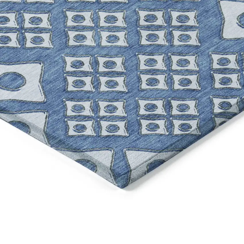 Denim Blue And Light Blue Geometric Washable Indoor Outdoor Area Rug Photo 5