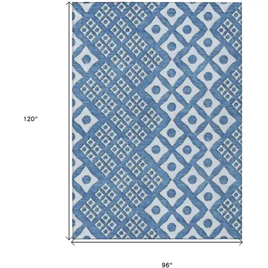 Denim Blue And Light Blue Geometric Washable Indoor Outdoor Area Rug Photo 3