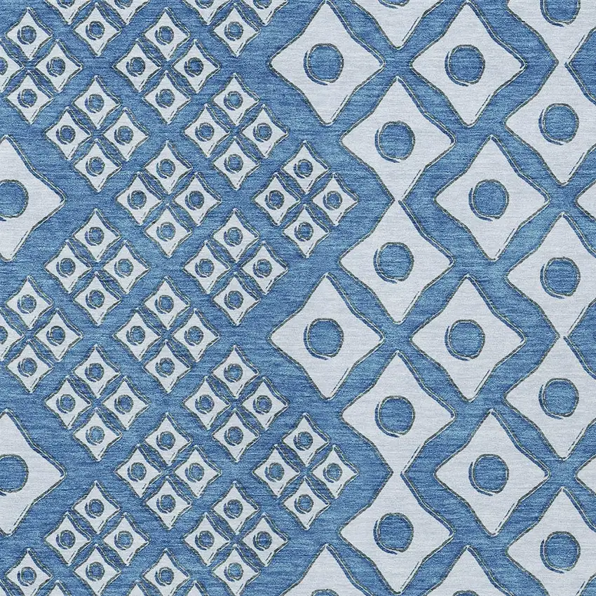 Denim Blue And Light Blue Geometric Washable Indoor Outdoor Area Rug Photo 7