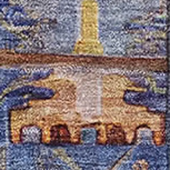 Denim Blue And Merlot Medallion Washable Area Rug With UV Protection Photo 3